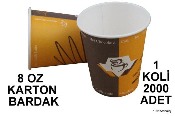 Karton Bardak 8 Oz 2000 Adet 1 Koli 1001 Ambalaj