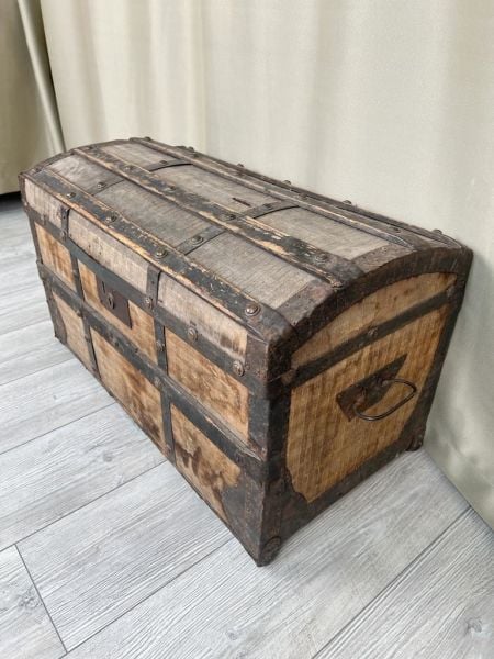 Eski Antika Sandık Ölçü 75X40 Cm H 42 Cm