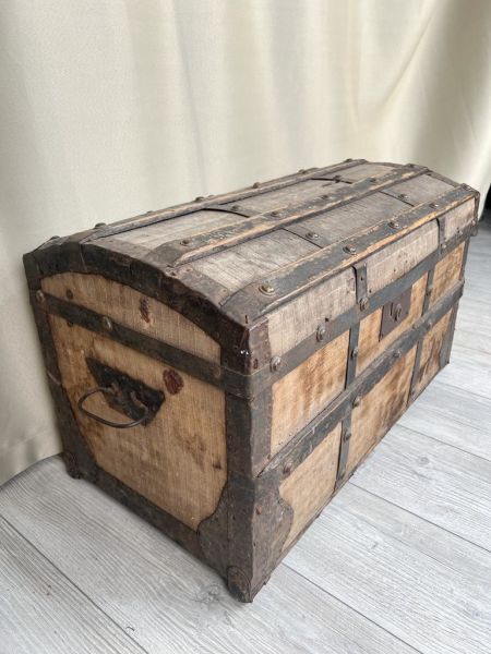 Eski Antika Sandık Ölçü 75X40 Cm H 42 Cm
