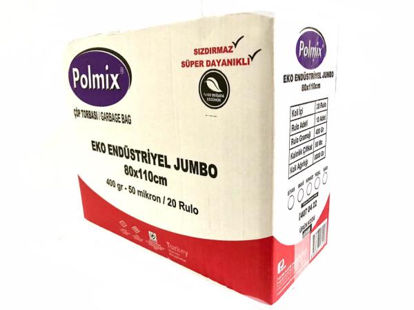 Çöp Torbası Polmix Endüstiriyel 400 Gram 80X110 Siyah 1 Koli