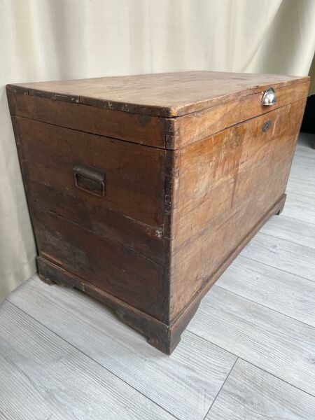 Eski Antika Sandık Ölçü 91X46 Cm H 55 Cm