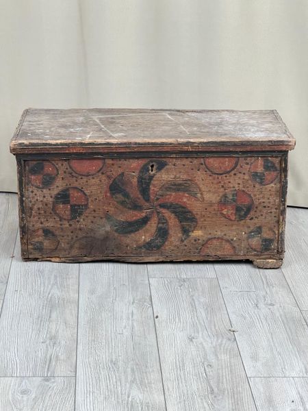 Eski Antika Sandık Ölçü 77X37 H 49,5 Cm