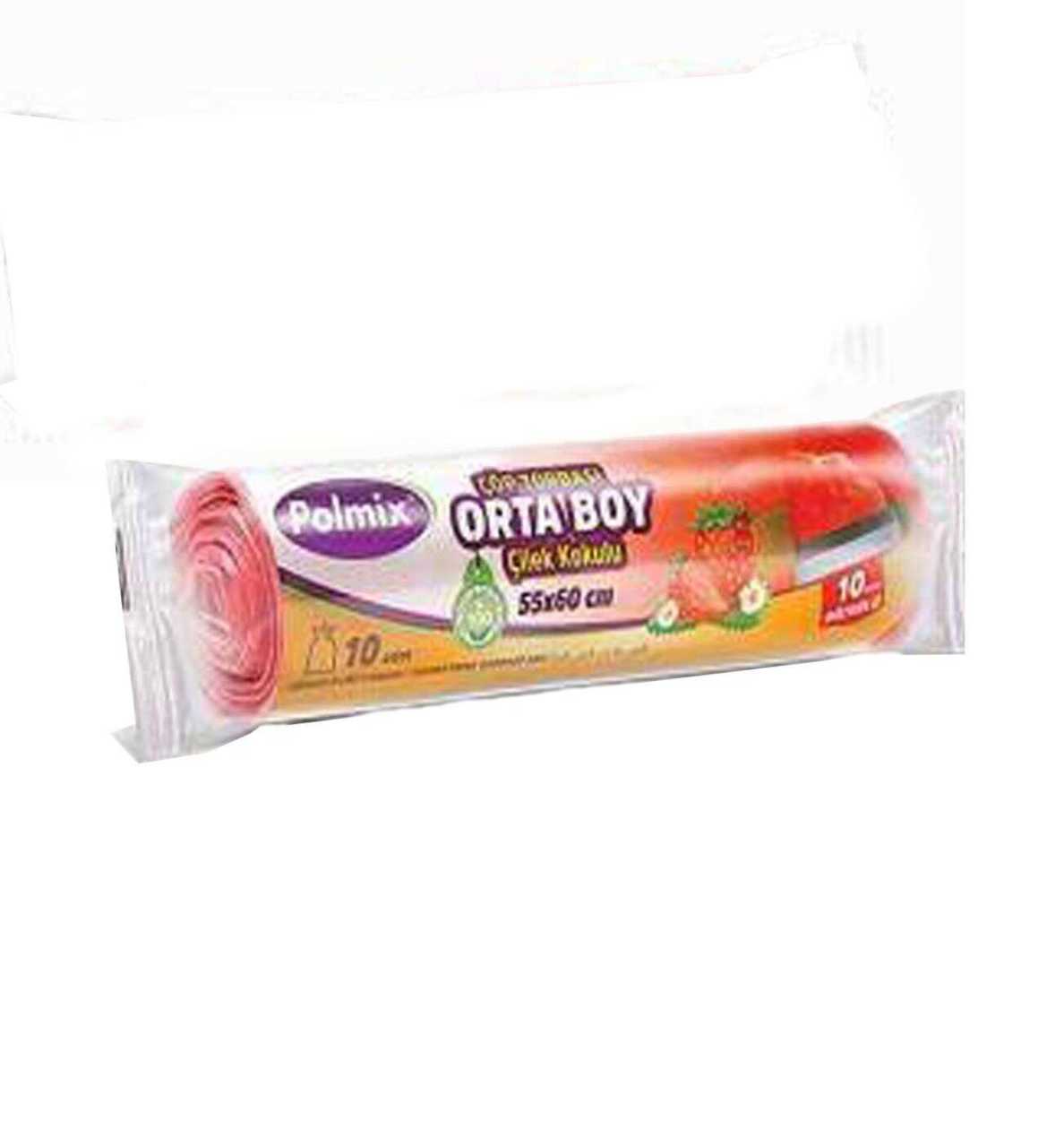 Çöp Torbası Polmix Büzgülü Büyük 65X70 Çilek Kokulu 1 Paket
