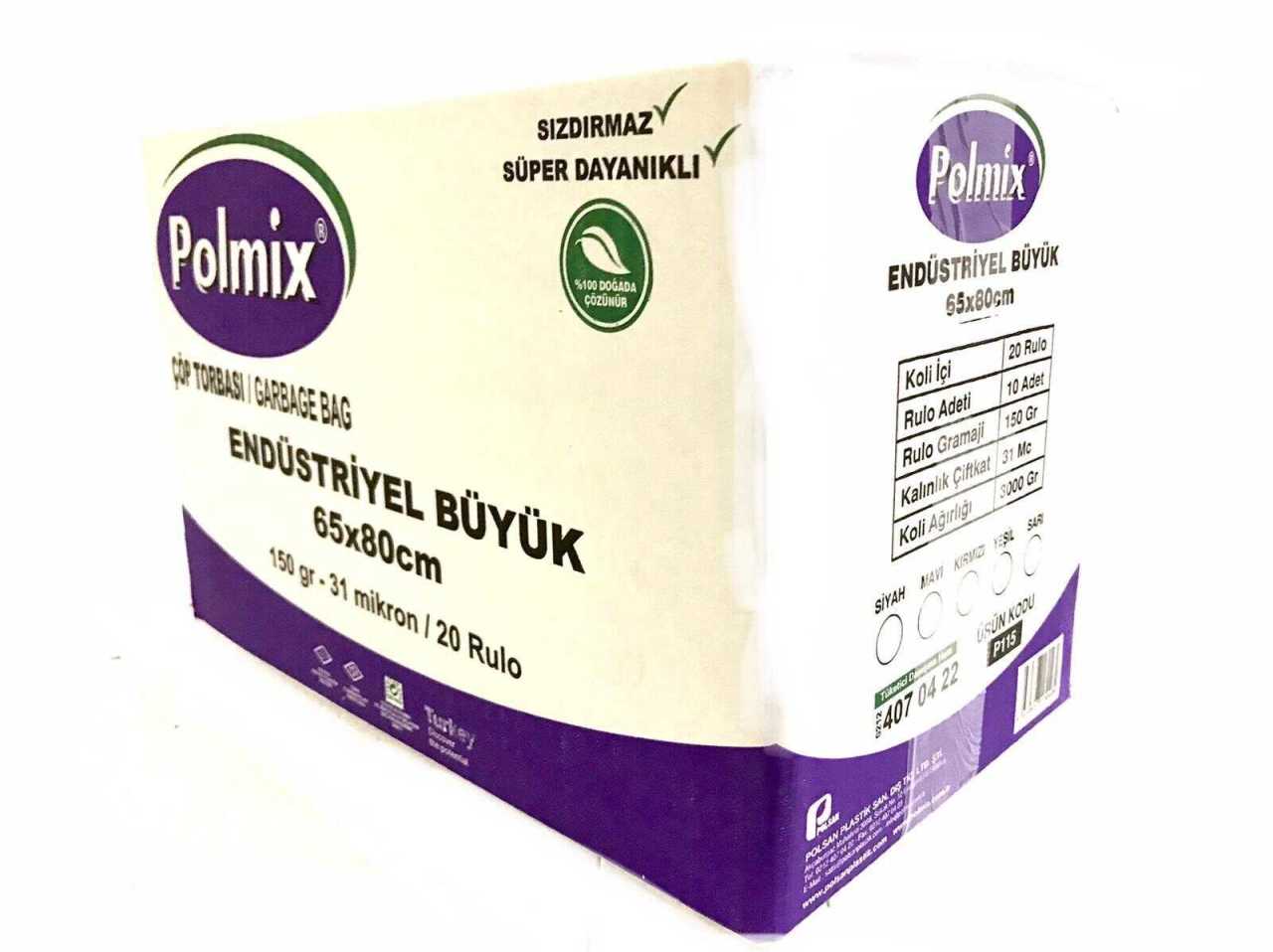 Çöp Torbası Polmix Endüstiriyel 150 Gram 65X80 Siyah 1 Koli
