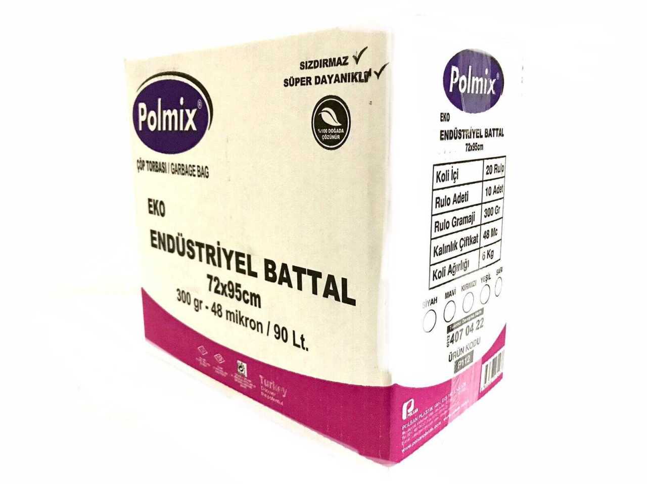 Çöp Torbası Polmix Endüstiriyel 300 Gram 72X95 Siyah 1 Koli