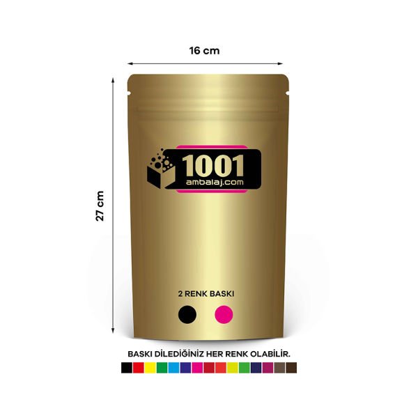 16X27 Cm Gold Renk Doypack Torba /23/