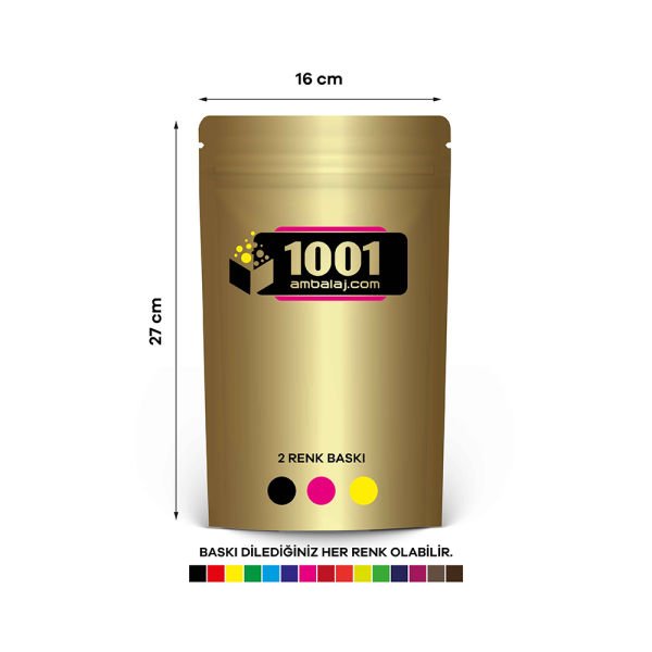 16X27 Cm Gold Renk Doypack Torba /23/