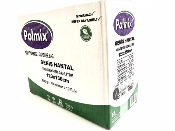 Çöp Torbası Polmix Konteyner 800 Gram 120X150 Siyah 1 Paket
