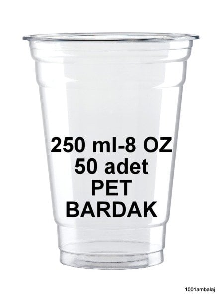 Plastik Bardak 250 Ml 8 Oz 50 Adet Şeffaf