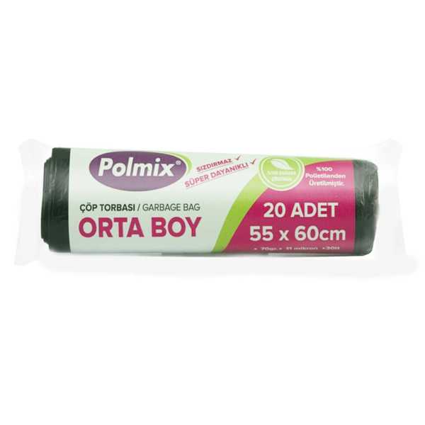 Çöp Torbası Polmix Orta Boy 70 Gram 55X60 Mavi 1 Paket