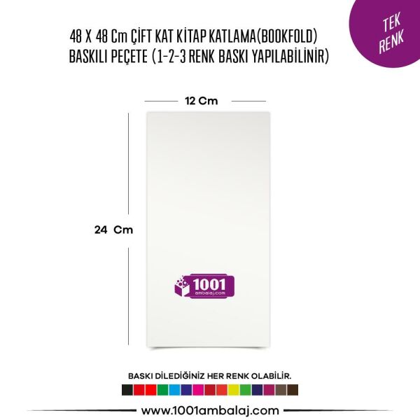 Baskılı Peçete 48X48 Cm 1-2-3 Renk Baskılı Çift Kat Beyaz Kitap Katlama Peçete