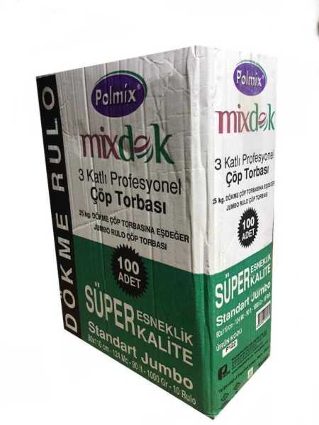 Çöp Torbası Polmix Profesyonel 80X110 Üç Katli Diş Siyah 1 Koli