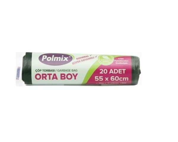 Çöp Torbası Polmix Orta Boy 70 Gram 55X60 Siyah 1 Paket