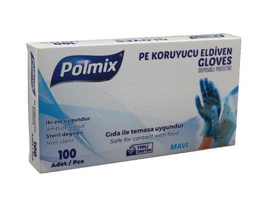 Eldiven Hibrit Polietilen Mavi Flex Polmix 1 Kutu 100 Adet