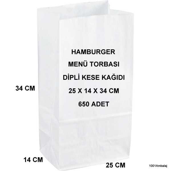 Paket Servis Torbası 25X14X34 Cm Beyaz Renk 650 Adet