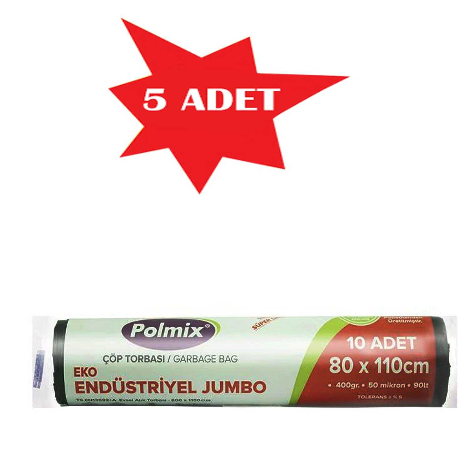 Çöp Torbası Polmix Endüstiriyel 400 Gram 80X110 Siyah 5 Paket