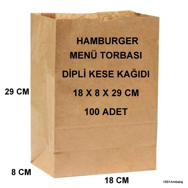 Paket Servis Torbası 18X8X29 Cm Kraft Renk 100 Adet