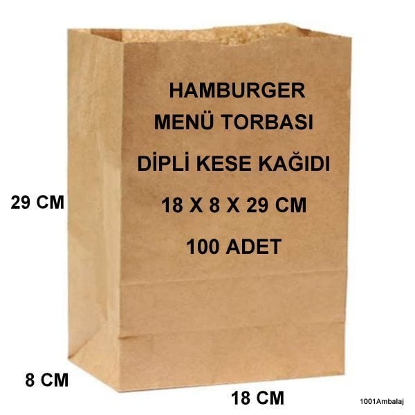 Paket Servis Torbası 18X8X29 Cm Kraft Renk 100 Adet