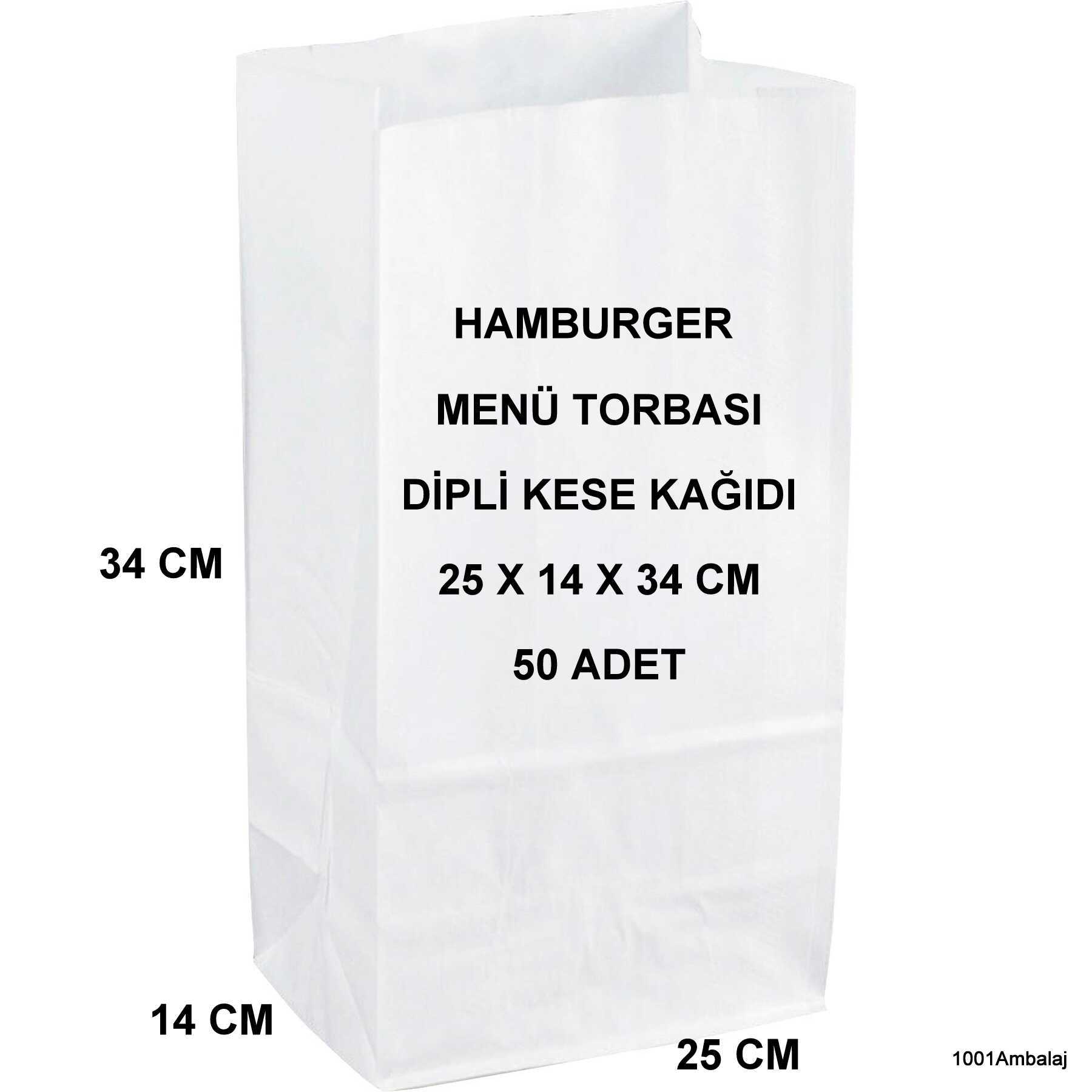 Paket Servis Torbası 25X14X34 Cm Beyaz Renk 50 Adet