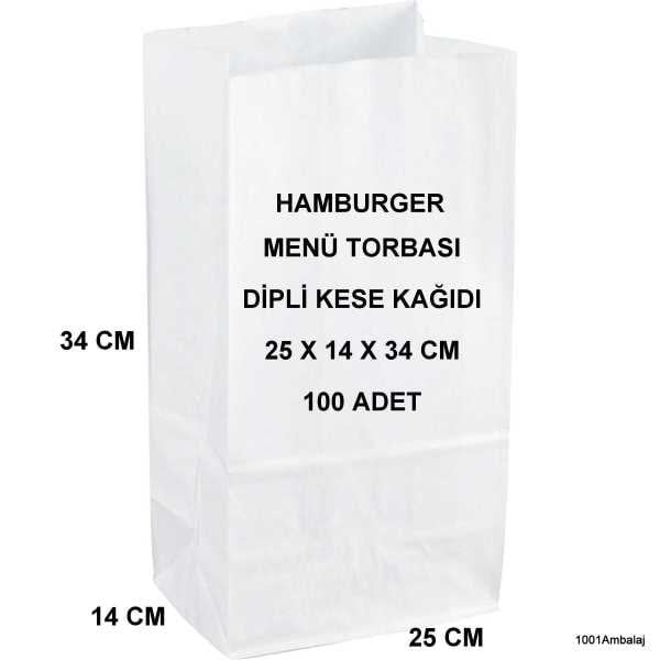 Paket Servis Torbası 25X14X34 Cm Beyaz Renk 100 Adet