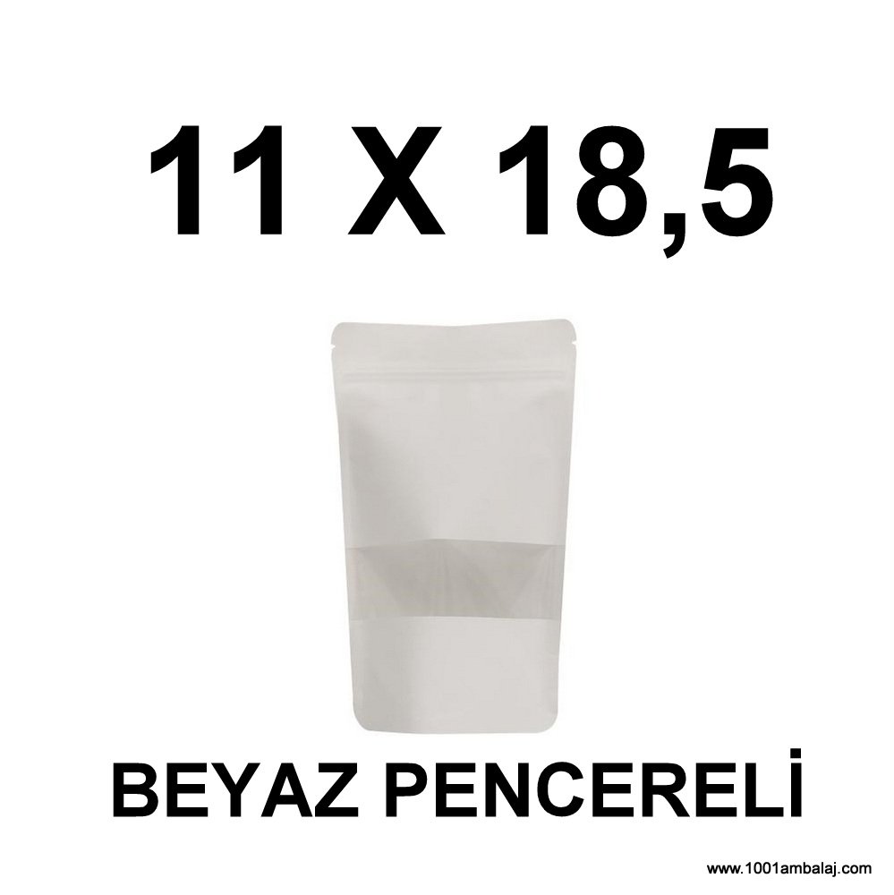 11X18,5 Cm Beyaz Renk Doypack Torba Pencereli /09/