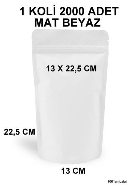 13X22,5 Cm Mat Beyaz Renkli (1 Koli 2000 Adet) Kilitli Doypack Torba 250 Gr /17/