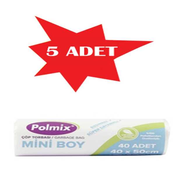Çöp Torbası Polmix Mini 70 Gram 40X50 Çift Kat Şeffaf 5 Paket