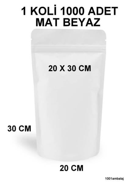 20X30 Cm Mat Beyaz Renkli (1 Koli 1000 Adet) Kilitli Doypack Torba 1000 Gr /19/