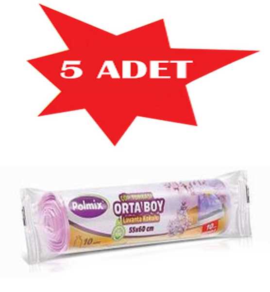 Çöp Torbası Polmix Büzgülü Büyük 65X70 Lavanta Kokulu 5 Paket