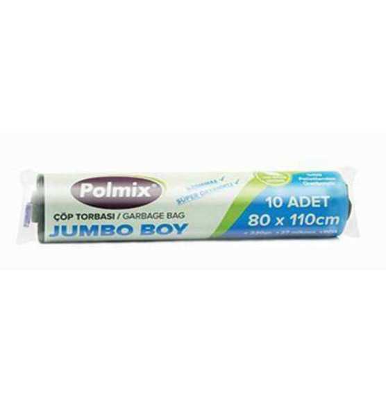 Çöp Torbası Polmix Jumbo Boy 220 Gram 80X110 Siyah 5 Paket