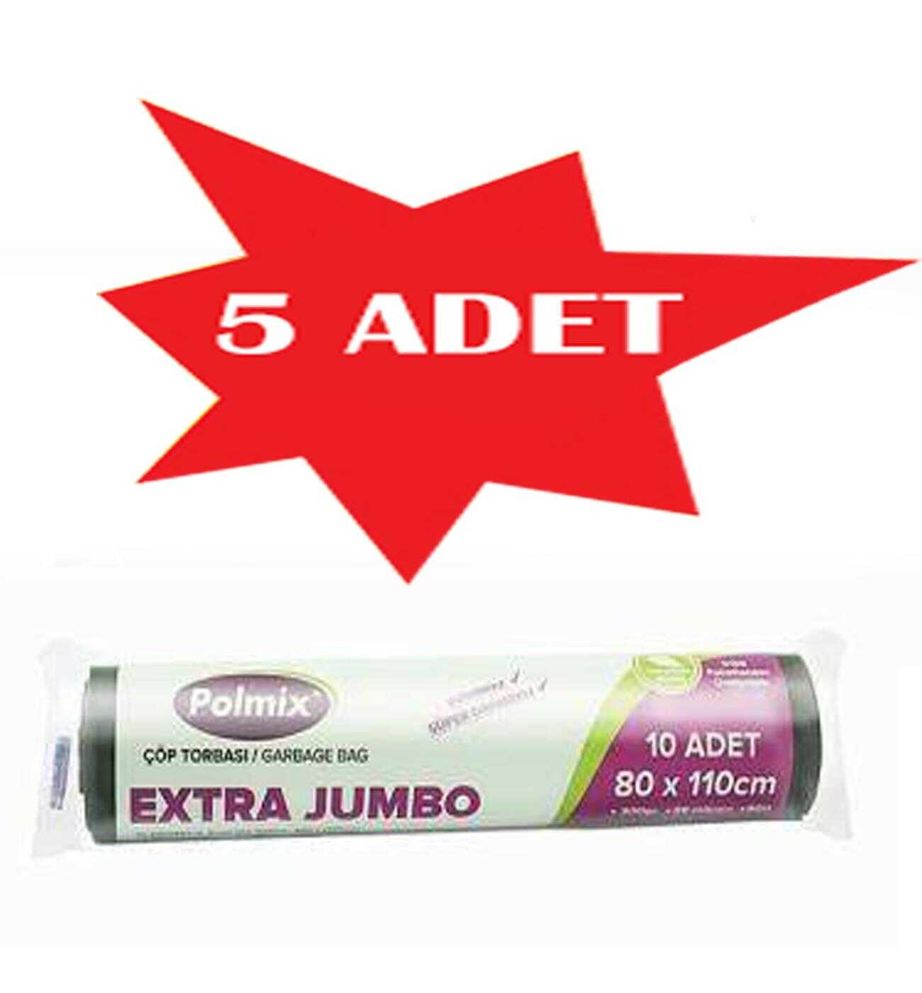 Çöp Torbası Polmix Jumbo Extra Boy 300 Gram 80X110 Mavi 5 Paket