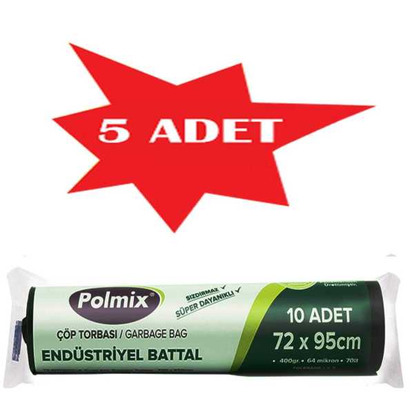Çöp Torbası Polmix Endüstiriyel 400 Gram 72X95 Mavi 5 Paket