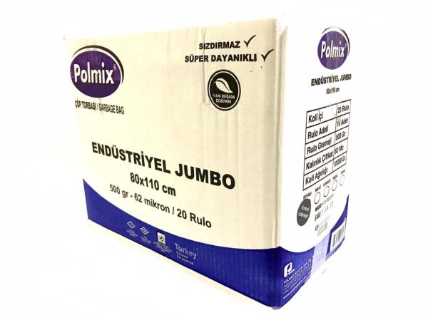 Çöp Torbası Polmix Endüstiriyel 500 Gram 80X110 Siyah 5 Paket