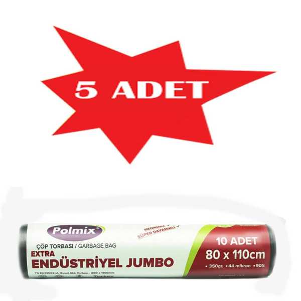 Çöp Torbası Polmix Endüstiriyel 80X110 Mavi 5 Paket