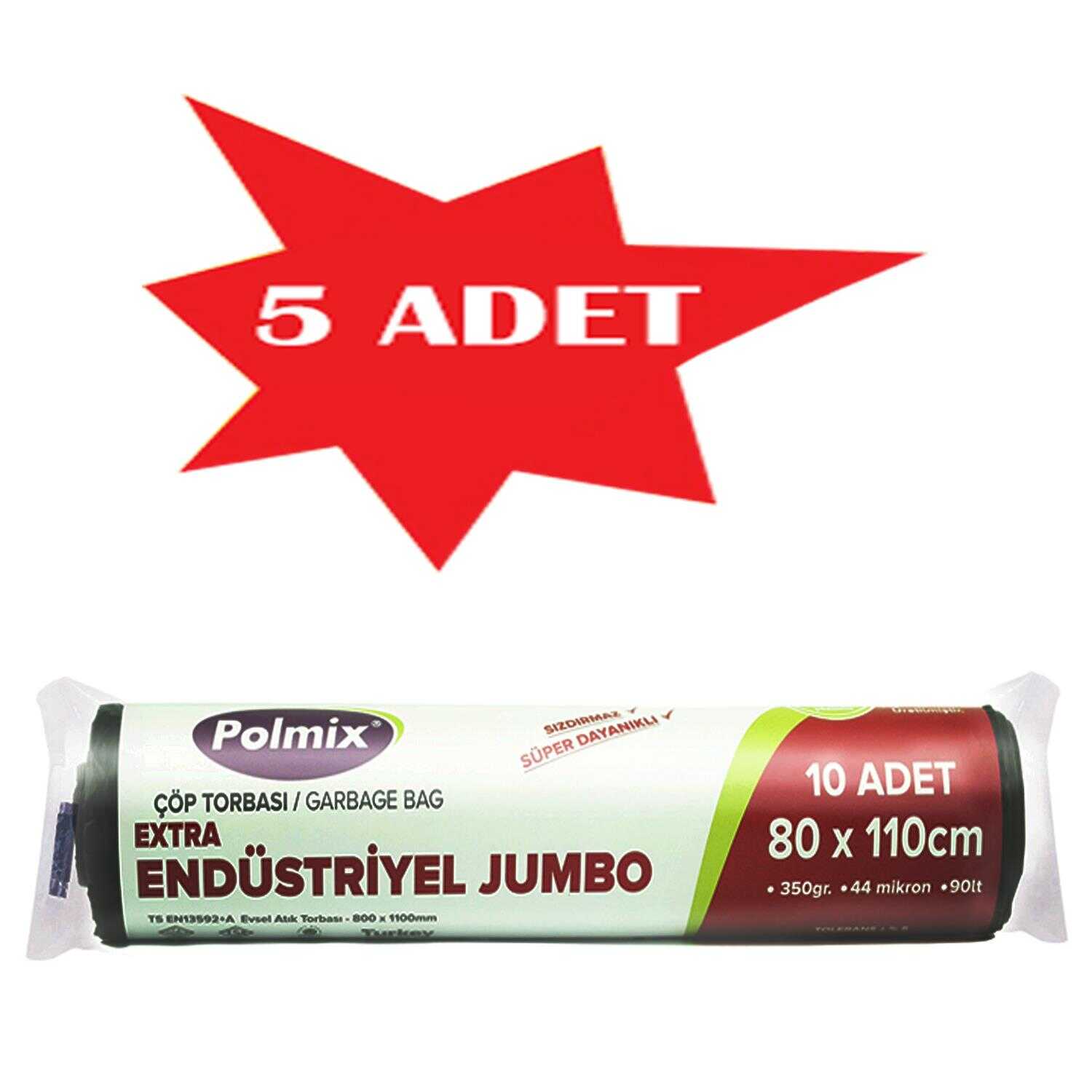 Çöp Torbası Polmix Endüstiriyel 80X110 Siyah 5 Paket