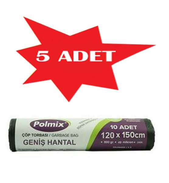Çöp Torbası Polmix Konteyner 800 Gram 120X150 Siyah 5 Paket