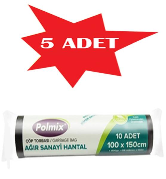 Çöp Torbası Polmix Ağır Sanayi 1000 Gram 100X150 Siyah 5 Paket