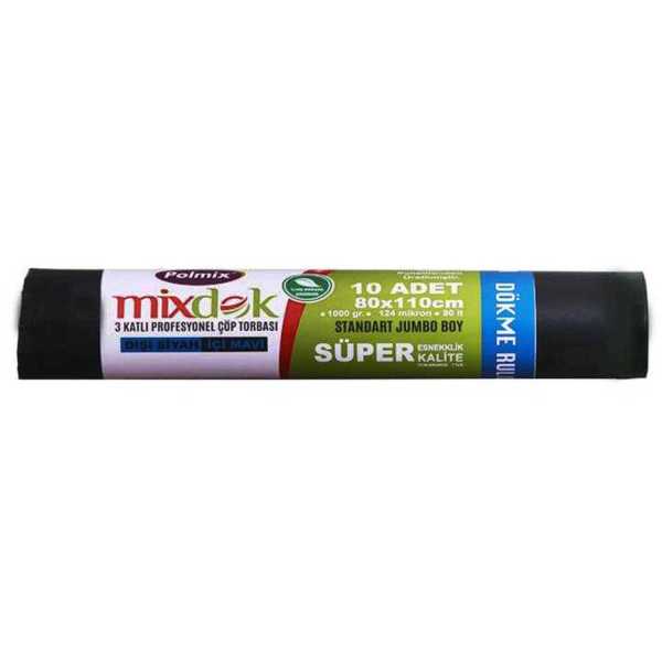 Çöp Torbası Polmix Profesyonel 80X110 Üç Katli Siyah 5 Paket