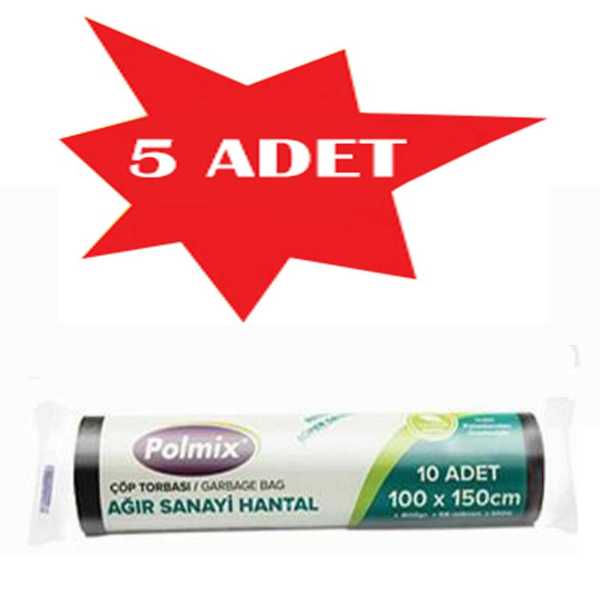 Çöp Torbası Polmix Ağır Sanayi 800 Gram 100X150 Siyah 5 Paket