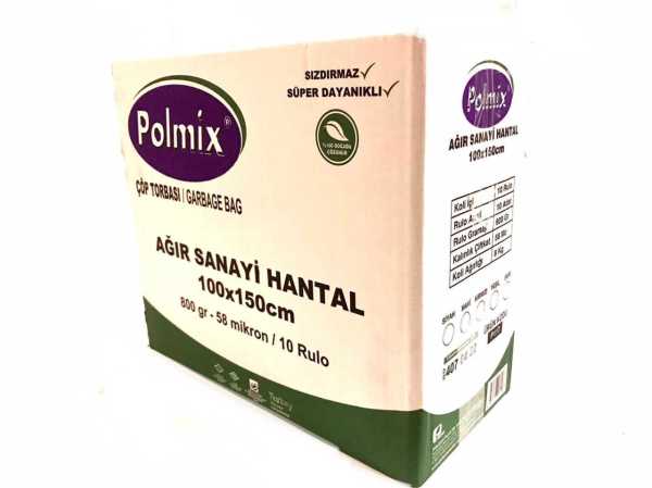 Çöp Torbası Polmix Ağır Sanayi 800 Gram 100X150 Siyah 5 Paket