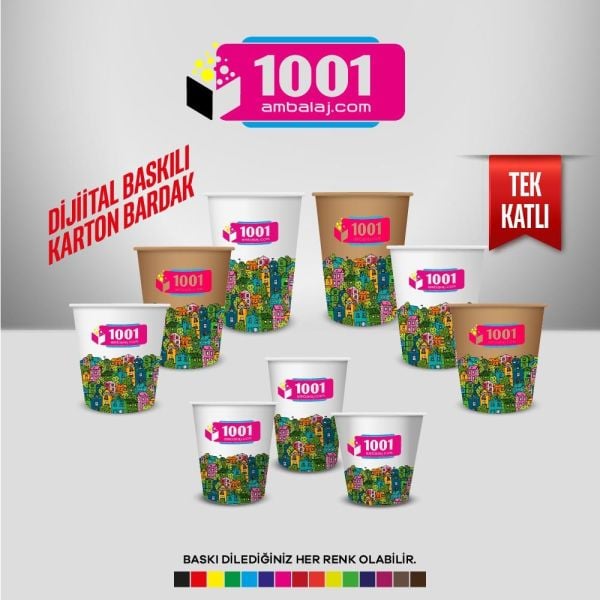Dijital Baskılı 12 Oz Karton Bardak Tek Kat Duvarlı Beyaz Soğuk 10.000 ADET