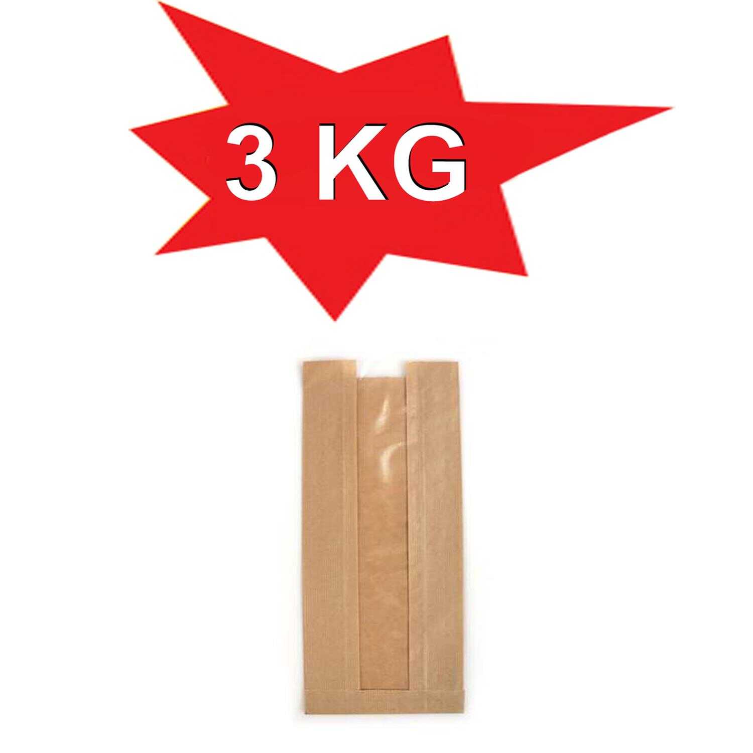 Kese Kağıdı Çizgili Şamua Kraft Pencereli 12X20,5 3 Kilo