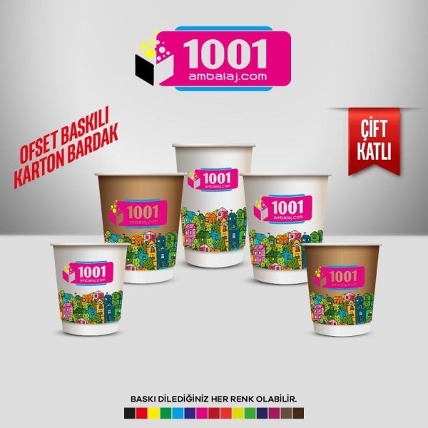 Dijital Baskılı 9 Oz Karton Bardak Tek Kat Duvarlı Beyaz Soğuk