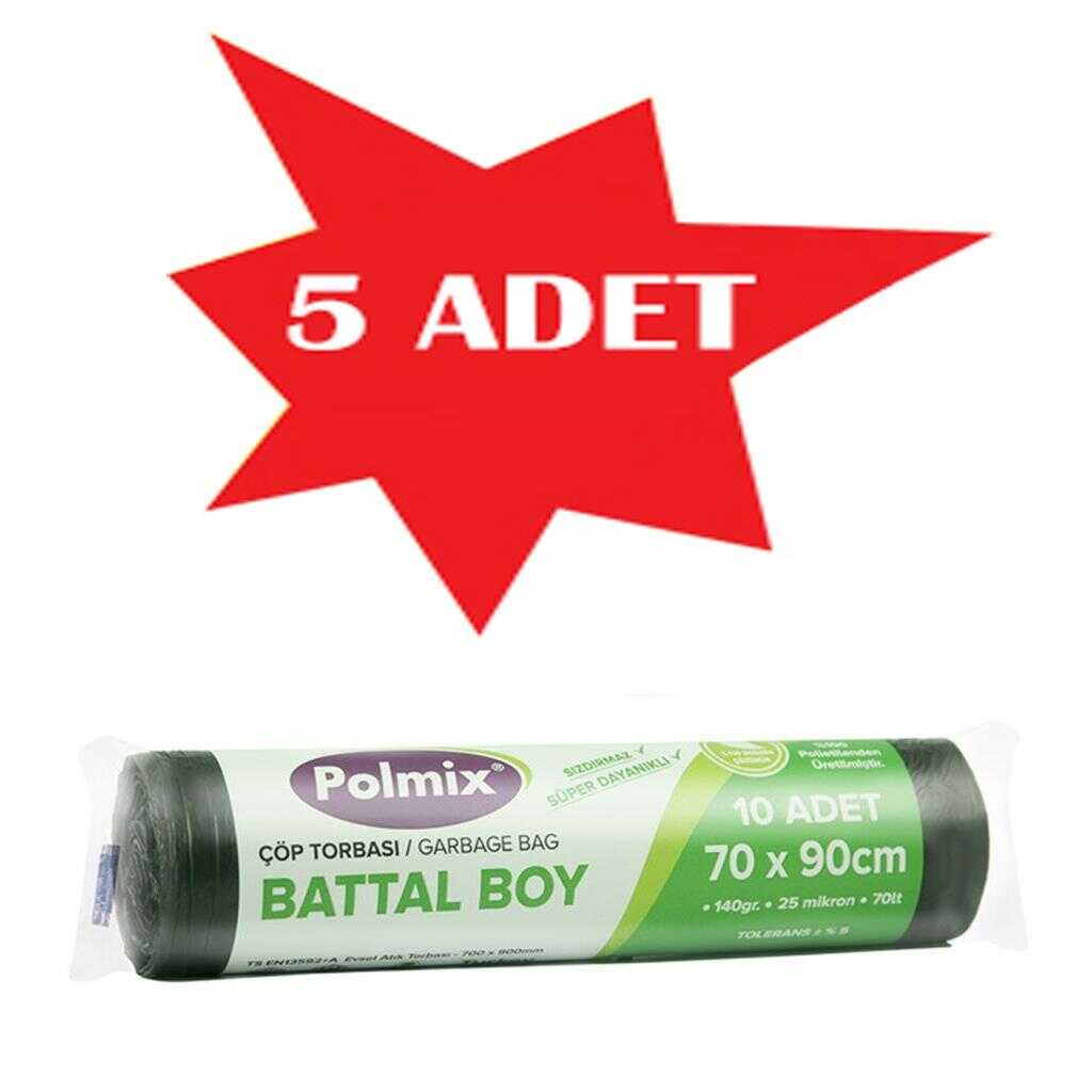Çöp Torbası Polmix Battal Boy 140 Gram 70X90 Siyah 5 Paket