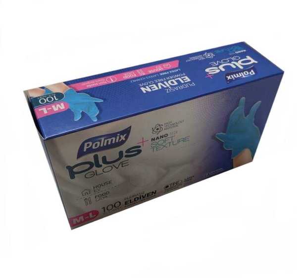Eldiven Hibrit Polietilen Mavi Flex Polmix Plus 1 Kutu 100 Adet