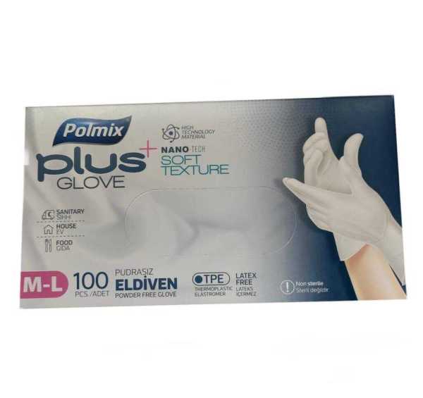 Eldiven Hibrit Polietilen Beyaz Flex Polmix Plus 5 Kutu 500 Adet