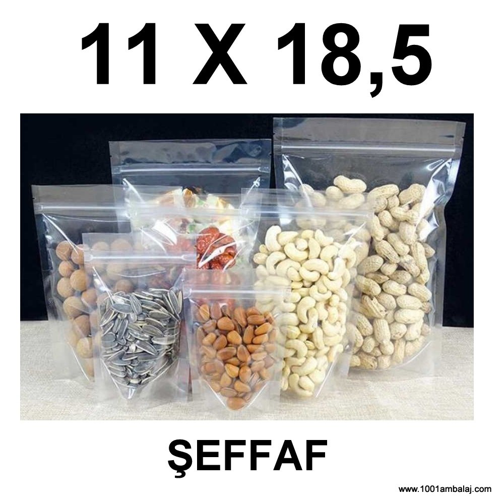 11X18,5 Cm Şeffaf Renk Doypack Torba /71/