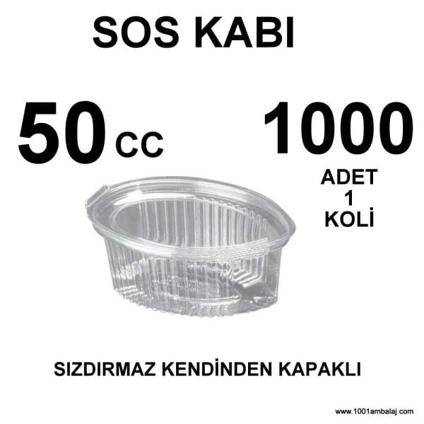 sızdırmaz 50 Cc Sos kabı Kendinden kapaklı 1000 Adet 1 Koli