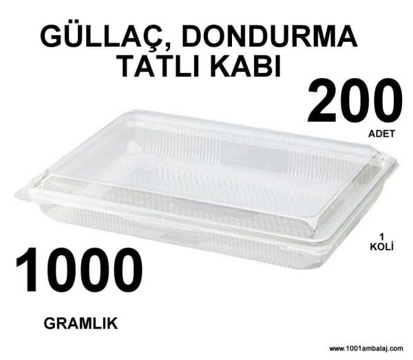 Güllaç, Dondurma,Tatli kabı 1000 Gr 25 Li 8 Paket 200 Adet 1 Koli