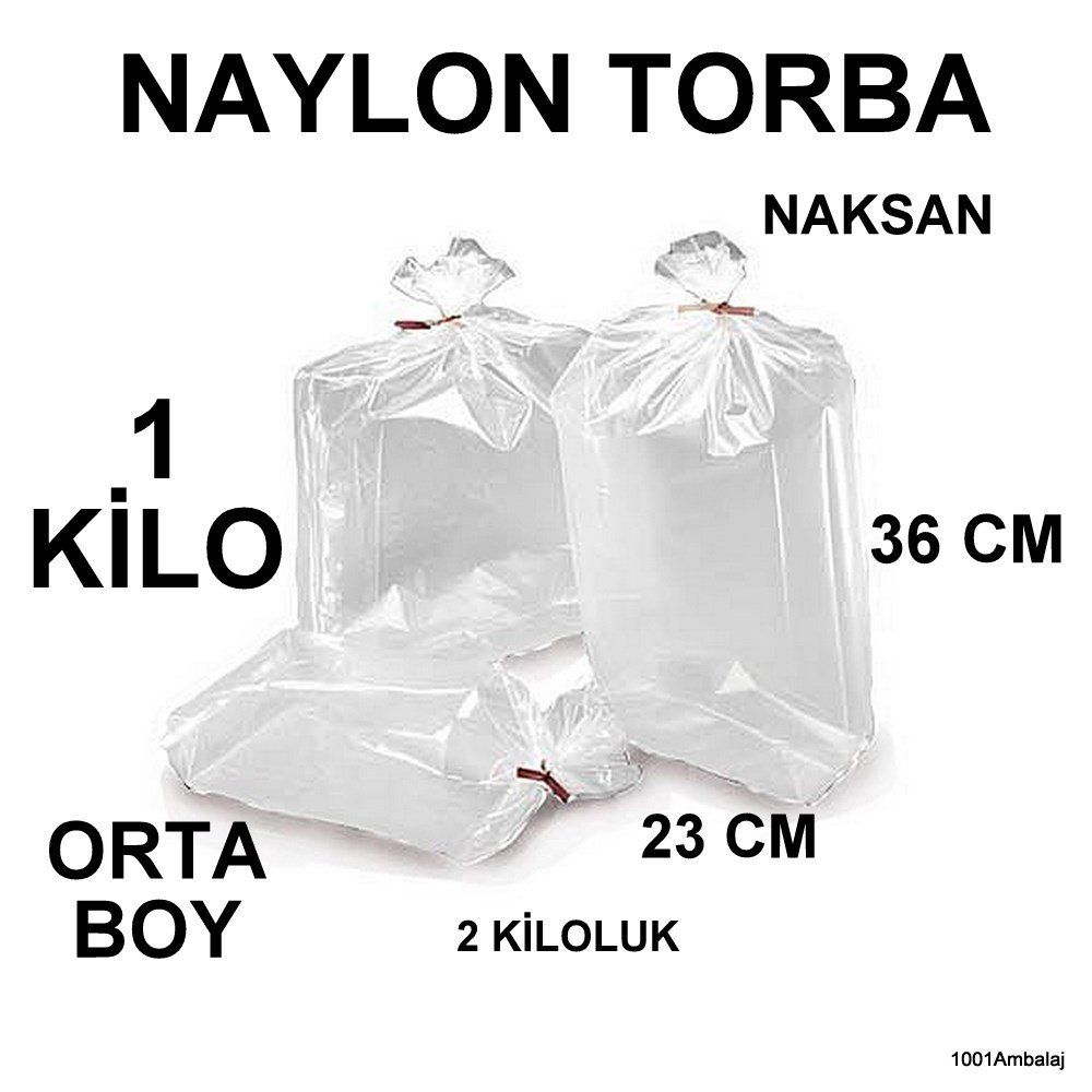 Naylon Torba 23X36 Cm (2 Kiloluk) Bakkaliye Torbası 1 Kilo Naksan